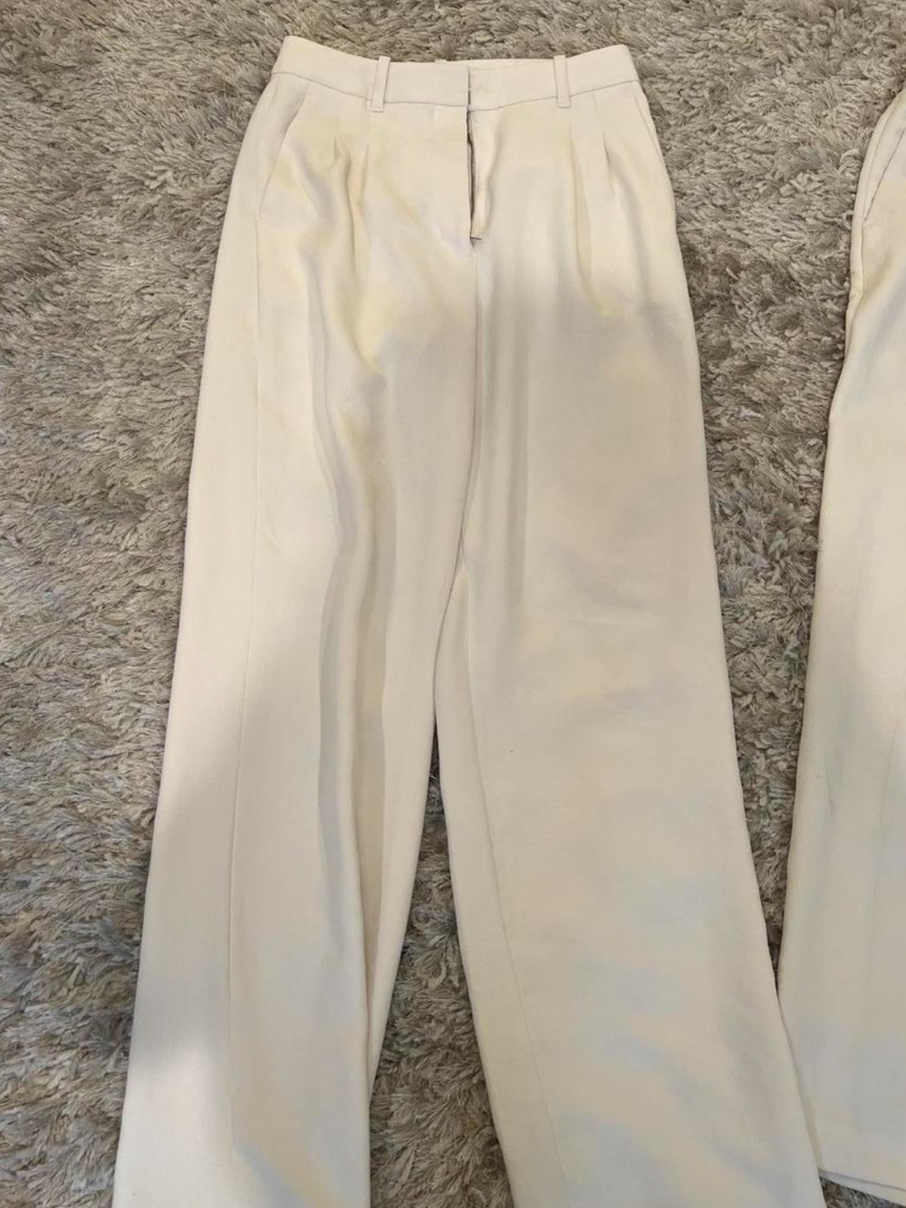 Aritzia Cream Wide-Leg Trousers